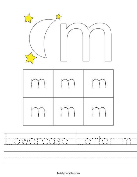 Lowercase Letter m Worksheet - Twisty Noodle