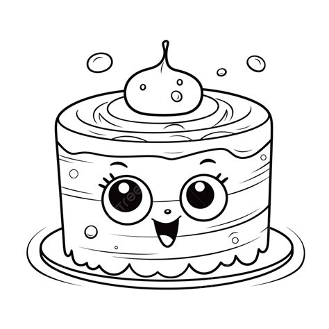 Cake Coloring Pages For Kids Outline Sketch Drawing Vector, Easy Cake Drawing, Easy Cake Outline ...