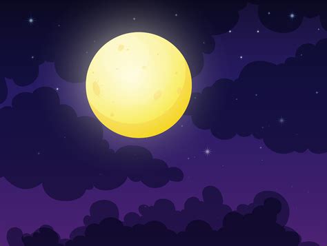 Full Moon on Cloudy Sky 418190 Vector Art at Vecteezy