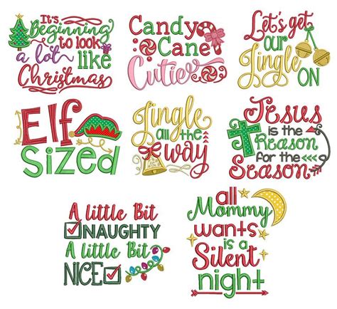 Christmas Word Art Set 1 | Christmas words, Christmas embroidery patterns, Machine embroidery ...