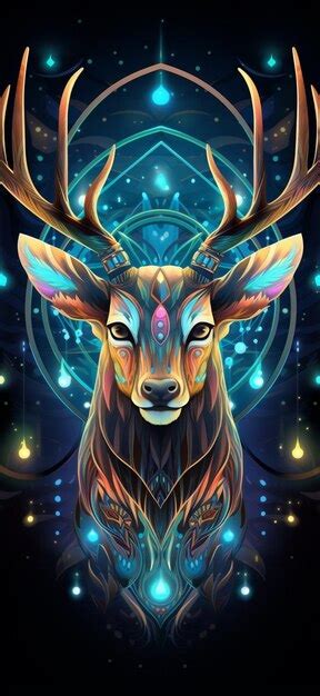 Premium AI Image | a deer with glowing eyes and a glowing head generative ai