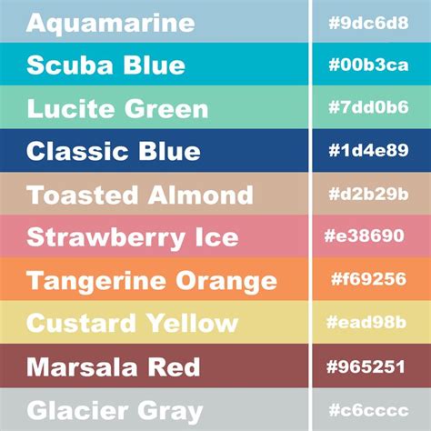 Girly Business Cards: Hex Code Pantone Color Palette For Spring 2015: Aquamarine, Scuba Blue ...