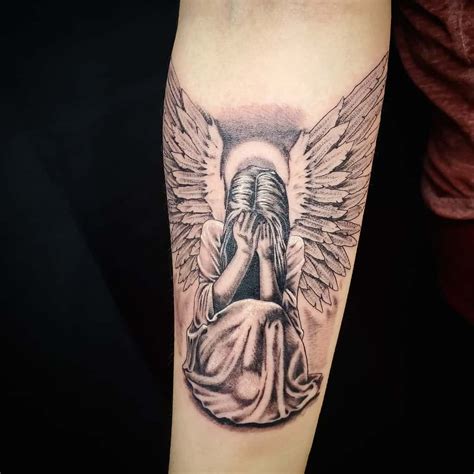 Angel Tattoo On Shoulder Blade