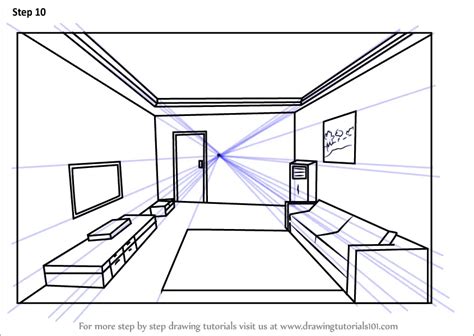 How to Draw One Point Perspective Room (One Point Perspective) Step by Step ...