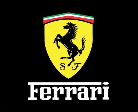 Ferrari Logo Brand Car Symbol With Name Design Italian Automobile Vector Illustration With Black ...