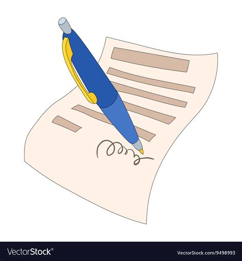 Document is signed icon cartoon style Royalty Free Vector