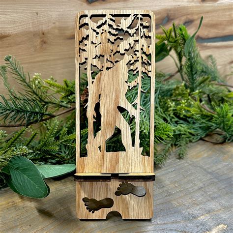 Laser Cut Wood Phone Stand and Decor Bigfoot in Forest - Etsy