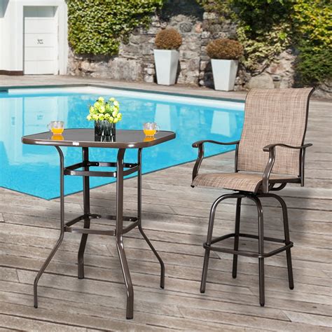 Lowestbest 31"x 31" x 40" Bar Table, Outdoor table, Wrought Iron Glass High Table, furniture ...