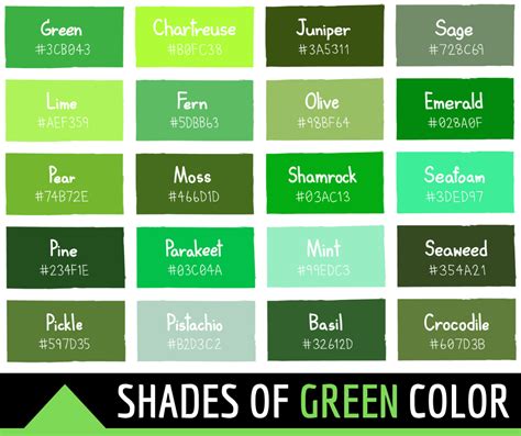 134 Shades of Green: Color Names, Hex, RGB, CMYK Codes - Color Meanings