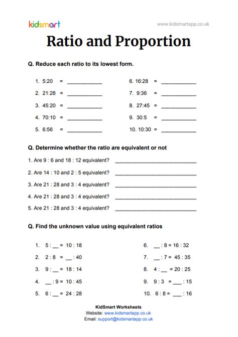 Ratio And Proportions Pdf Worksheets