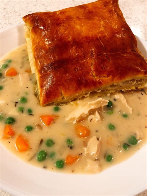 [homemade] chicken pot pie filling with puff pastry : r/food