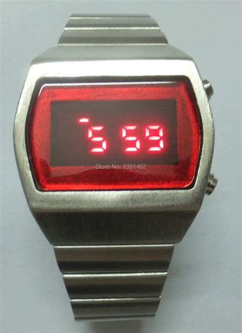 Retro Led Watch Luxury man Watch Metal 70's Fashion Vintage Digital Watch Display Date Alrm ...