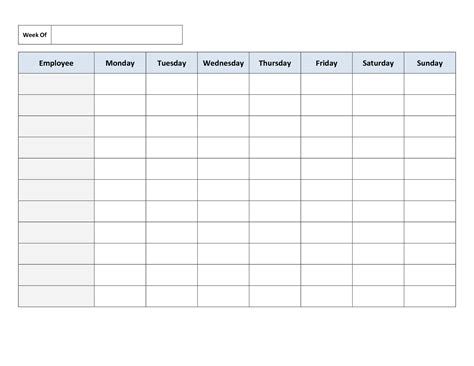 Blank Weekly Employee Schedule Template