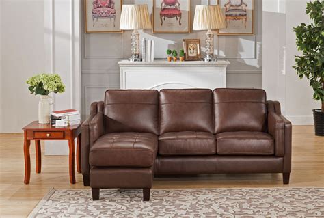 Acorn Brown Leather Reversible Sofa Chaise from Amax Leather | Coleman Furniture