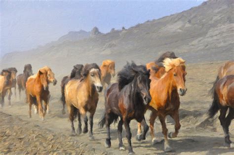 Wild Horses Oil Painting Free Stock Photo - Public Domain Pictures