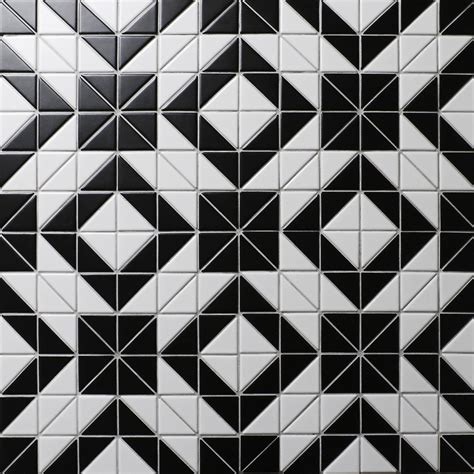 Artistic 2'' Black White Triangle Tile, Porcelain Floor Tile Patterns Online - ANT.TILE