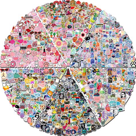 Arme 600 PCS Stickers Pack?Cute Colorful Waterproof Stickers?Vinyl Art Stickers.Stickers for ...