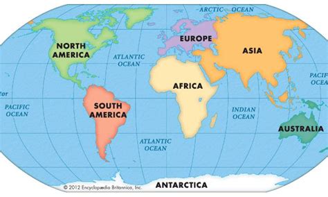 Map Of Seven Continents And Oceans | Continents and oceans, Continents, World map continents