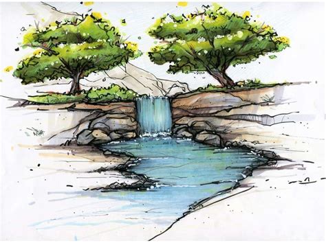 10+ Drawing Landscapes With Markers - Scenery Drawing in 2020 (With images) | Landscape design ...