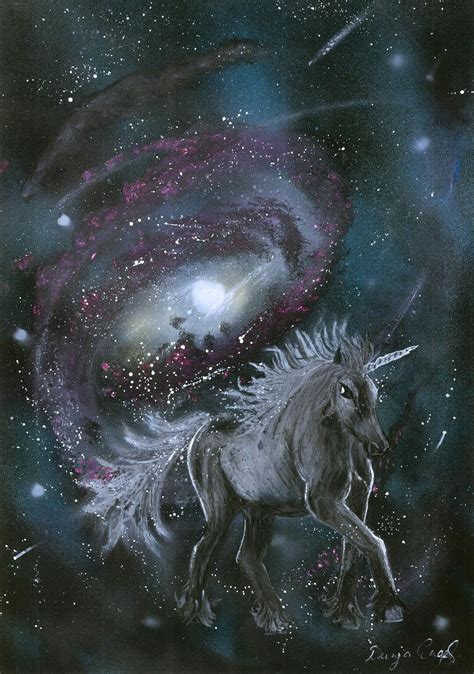 Galaxy Spray Paint Art, Fantasy Unicorn Art, Fantasy Spray Art, Pastels, Unicorn Fantasy Wall Art