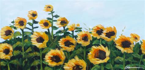 Sunflower Field Acrylic Painting - SUNFLOWER