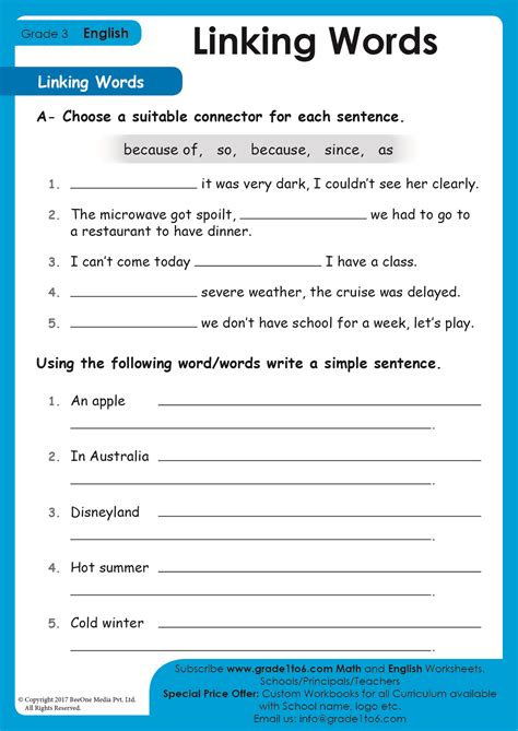 Linking words worksheet exercises | PDF - Worksheets Library