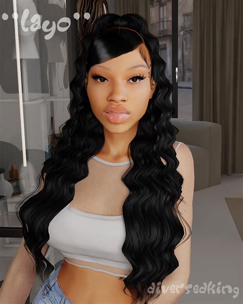 DK:OMOLAYO CURLY HALF UP HALF DOWN | Diversedking | Sims 4 curly hair, Sims hair, Sims 4 black hair