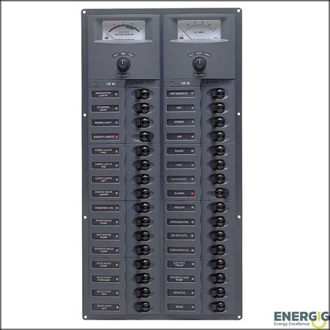 BEP Circuit Breaker Panel DC 12V 32x Single Pole 12x5A 15x10A 15x15A 3x20A 1x25A 2x30A Vertical ...