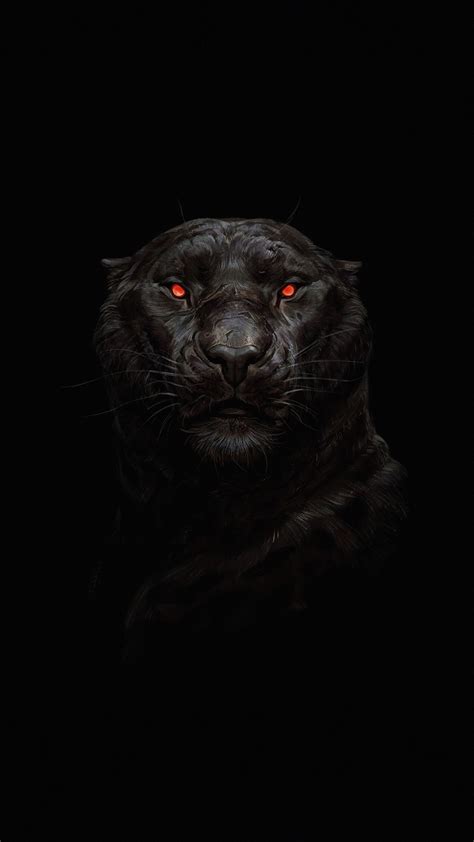 2160x3840 Tiger, glowing red eye, minimal, dark wallpaper | Jaguar animal, Black jaguar animal ...