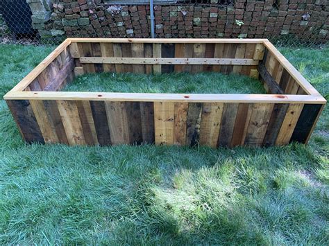 Raised garden bed from pallets. Sealed with linseed oil, will be covered in winter with a hoop ...