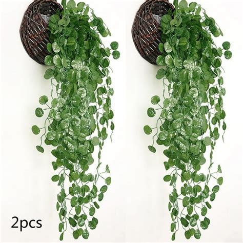 2x Artificial Hanging Plants Basket Pot Fake Vine Trailing Indoor Home Ivy Plant - Walmart.com ...