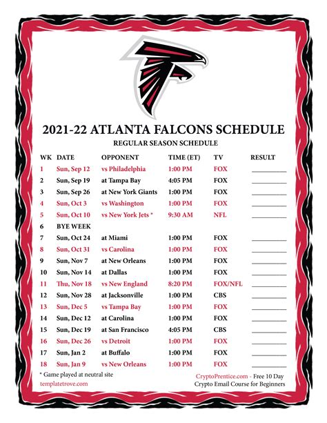 Atlanta Falcons 2022-2023 Schedule | 2023 Calendar