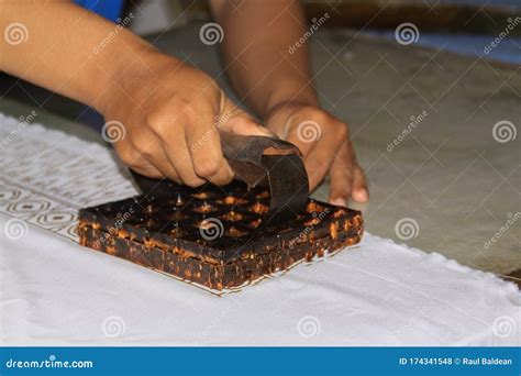 Batik Wax Stamp Process in Winotosastro Factory in Yogyakarta, Java, Indonesia Stock Photo ...