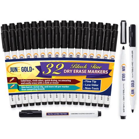 32 Pack of Black Fine Tip Dry Erase Markers – June Gold