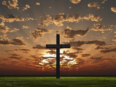 Sunset Cross stock photo. Image of calm, crucifix, clouds - 110877518