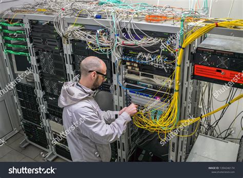 Technician Connects Internet Backbone Wires Server Stock Photo 1394246174 | Shutterstock