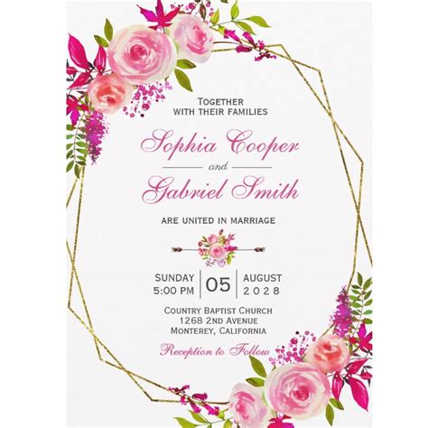 Bright Pink and Gold Wedding Invitations – Pretty Creations