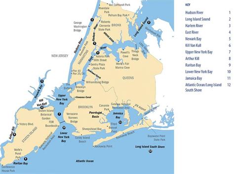 New York City rivers map - New York City river map (New York - USA)