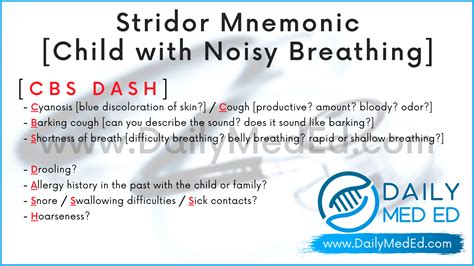 Stridor Mnemonic USMLE Step 2 CS Mnemonics