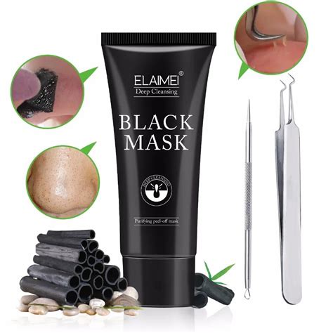 Blackhead Removal Bamboo charcoal Black Mask Deep Cleansing Peel Off Mask Pores Shrinking Acne ...