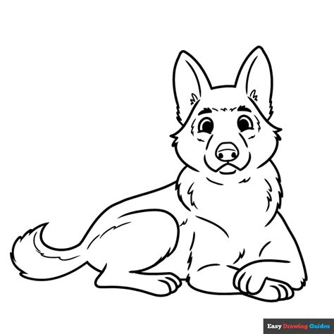 Cute German Shepherd Coloring Page | Easy Drawing Guides