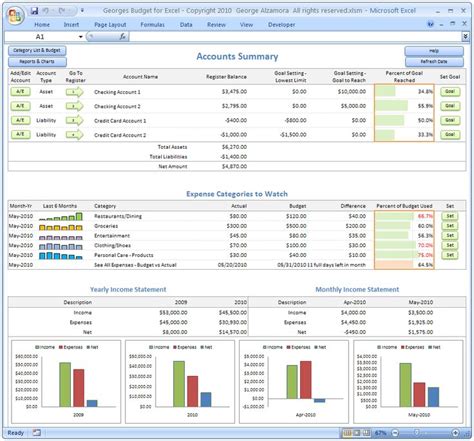 Excel Budget Spreadsheet | Personal Budgeting Software | Checkbook Register Template | Excel ...