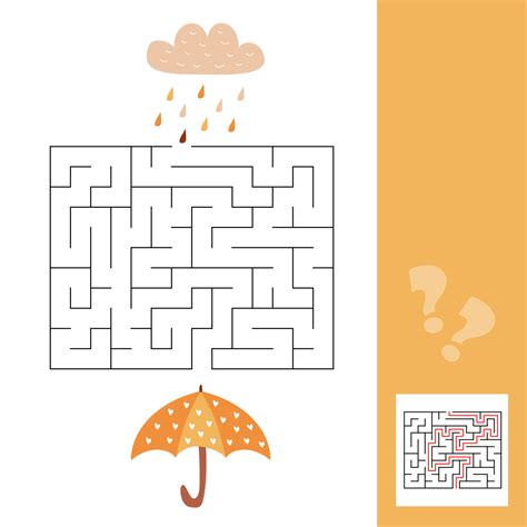 Umbrella and rain - easy maze for younger kids with a solution. Maze game 8024474 Vector Art at ...