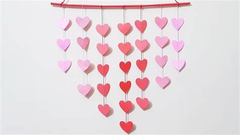 Amazing Wall Hanging Paper Chain Heart Decoration | Easy Wall Decoration... | Paper crafts diy ...