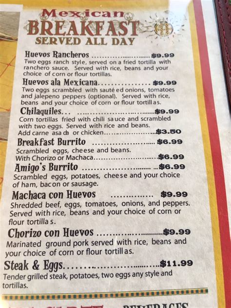 mexican breakfast menu