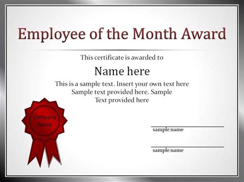 Impressive Employee Of The Month Award And Certificate intended for Funny Certificates For ...