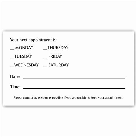 Free Printable Appointment Reminder Cards