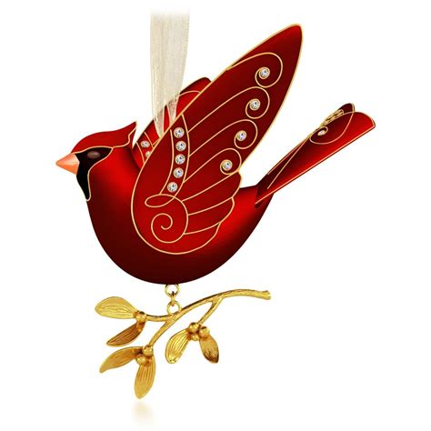 Festive Cardinal Birds Christmas Ornaments