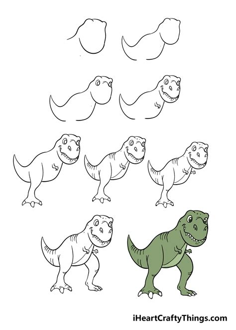 Draw Easy Dinosaur Step | Fasci Garden