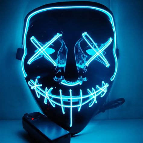 Festival Party Funny Mask Halloween LED Mask Glowing Scary Club Terror Masks Masquerade Carnival ...